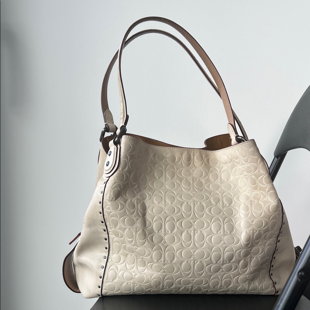Coach Edie 31 Signature Leather Shoulder Bag With Rivets
